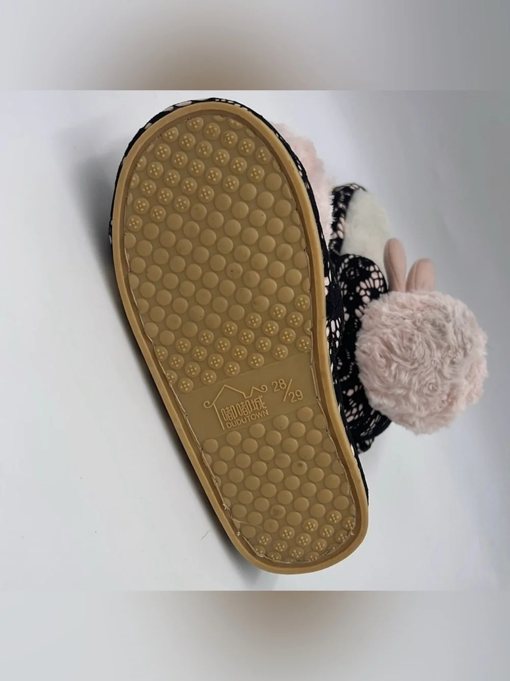 Dudutown Pink/Black Slippers - EU Size 28/29 (Approx. US Kids' Size 11.5-12)